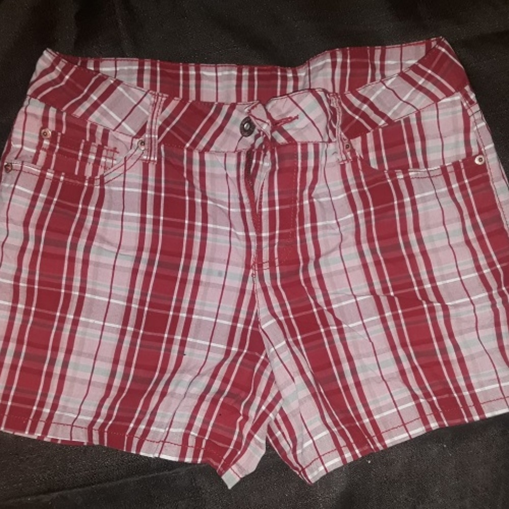 Faded Glory Womens Size 10 Shorts Plaid Red White